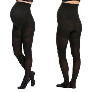 28$ Spanx Mama Maternity Thigh Shaping Tights Elasticized Waistband Size B Black